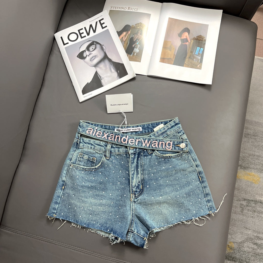 Classic Lettering Denim Shorts