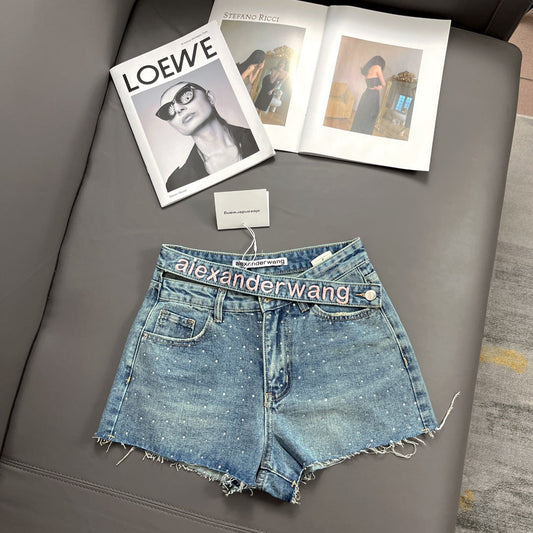 Classic Lettering Denim Shorts