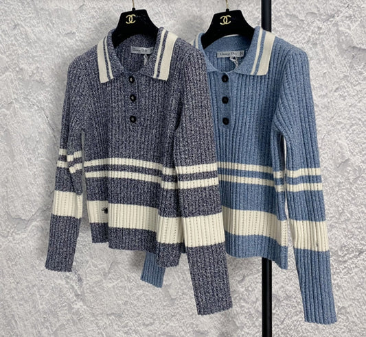 Knitted lapel long sleeves