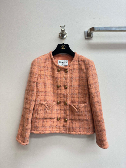 Tweed Chanel style wool coat