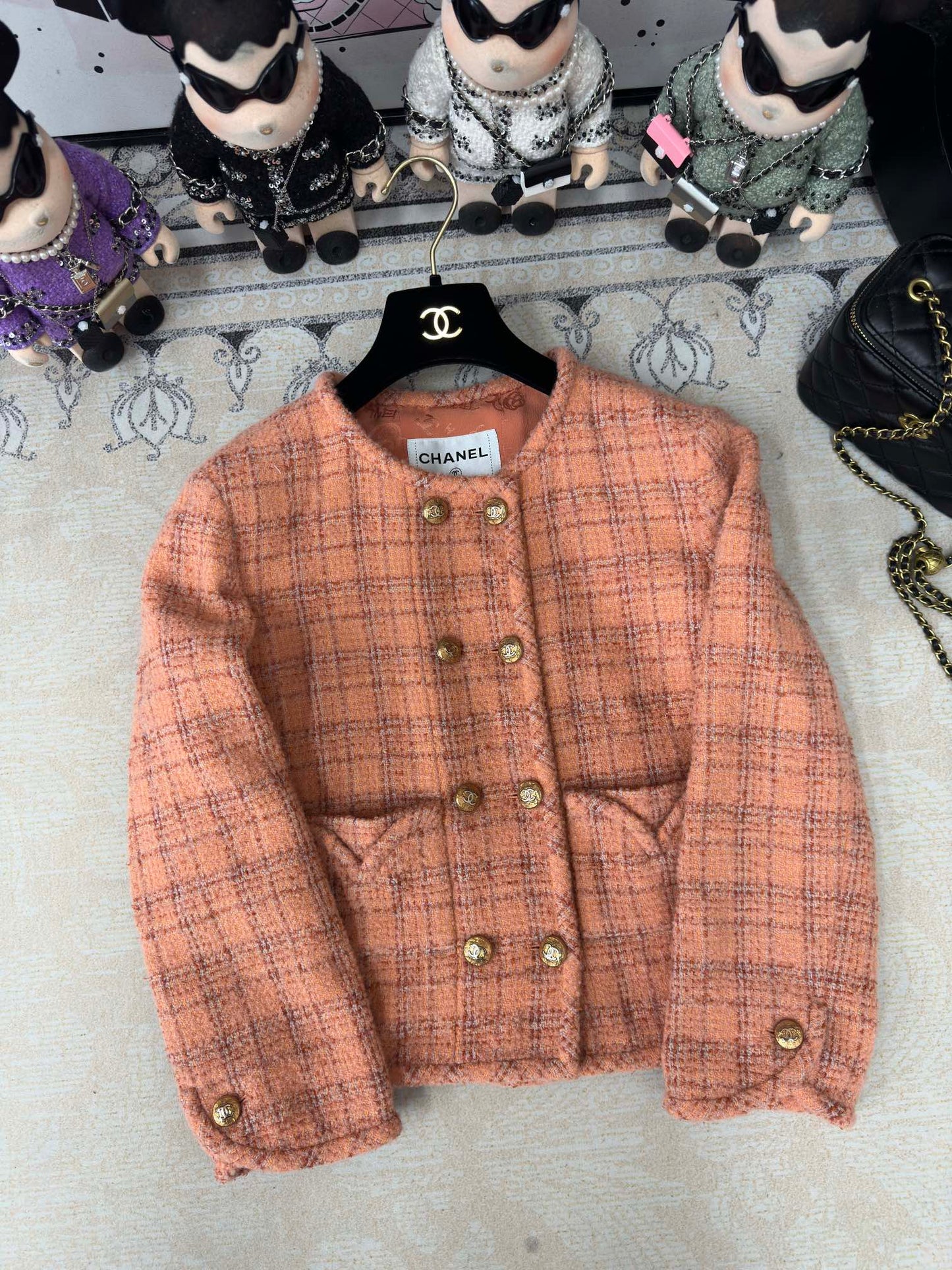 Tweed Chanel style wool coat