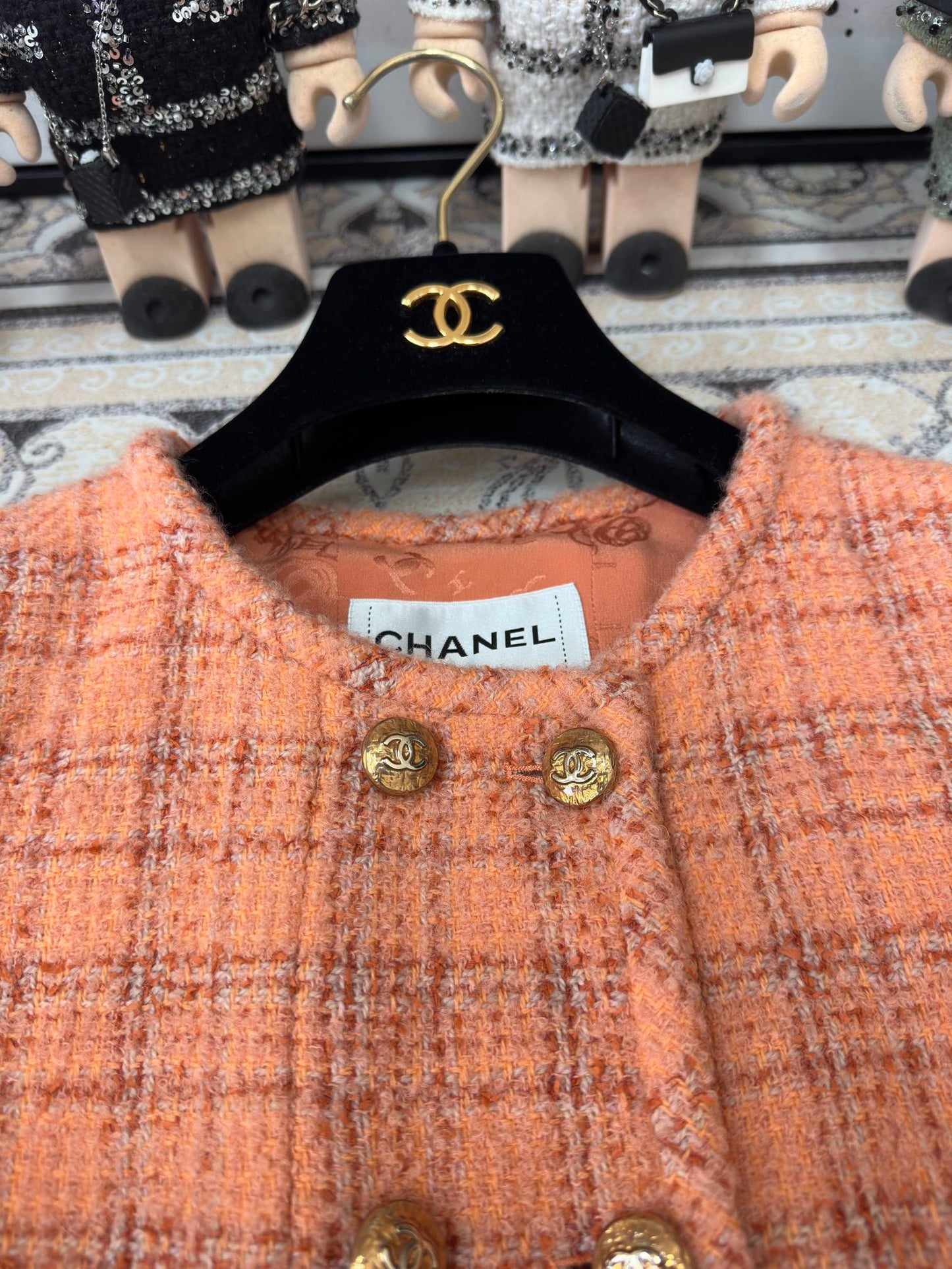 Tweed Chanel style wool coat