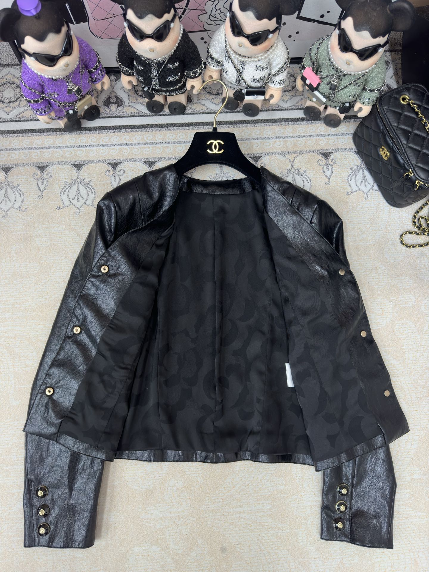 V-neck leather jacket