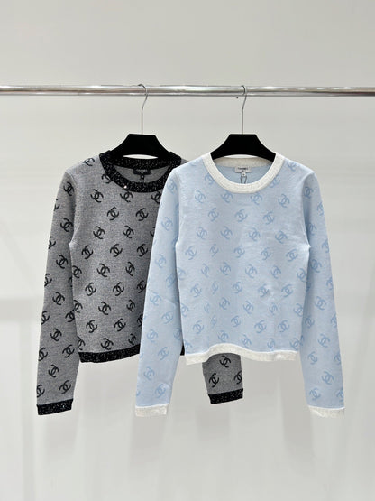 Classic all-over logo design knitted round neck long sleeves