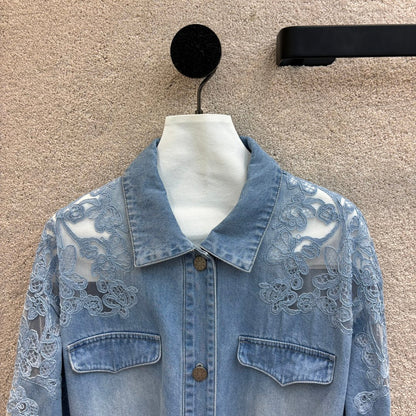 New arrival lace patchwork denim jacket