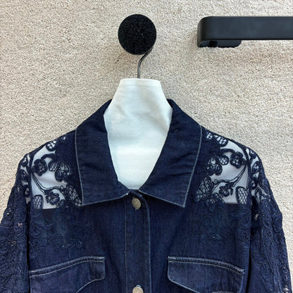 New arrival lace patchwork denim jacket