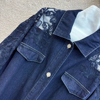 New arrival lace patchwork denim jacket