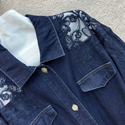 New arrival lace patchwork denim jacket