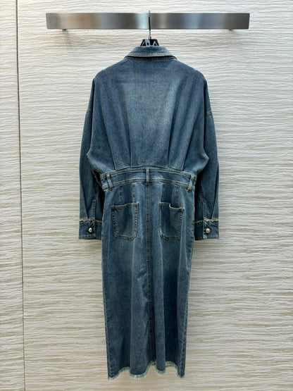 Lapel denim dress