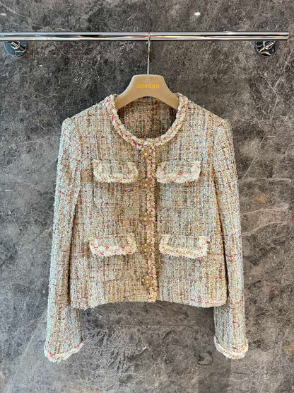 Mixed color temperament woven jacket