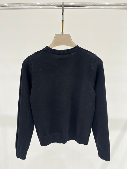 Round neck solid color twist logo knitted long sleeves