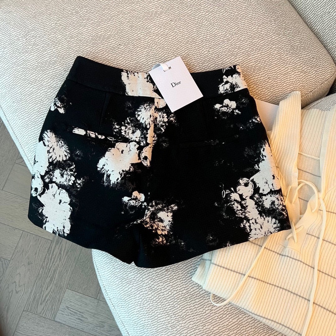 Ink-splash print shorts