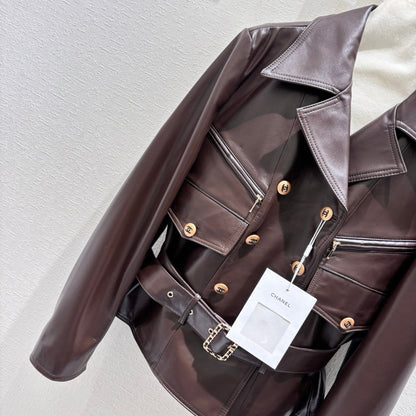 Waisted leather jacket