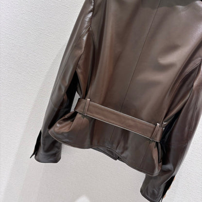 Waisted leather jacket