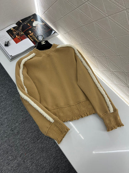 Lambswool stitching letter sweatshirt