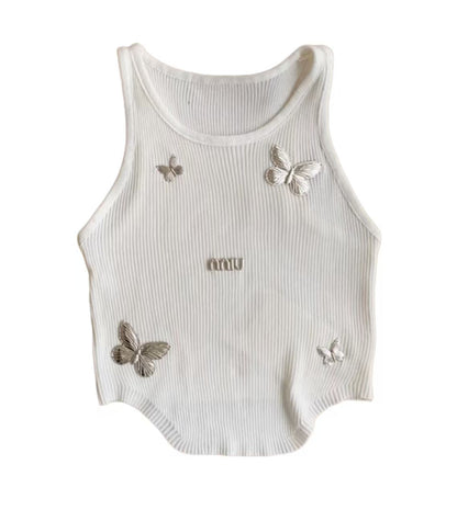 MM new beaded butterfly letter vest