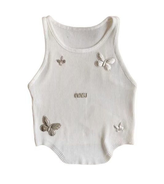 MM new beaded butterfly letter vest