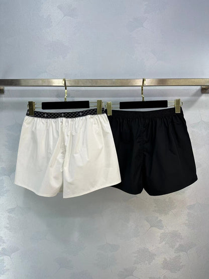 Double C webbing elastic waist shorts