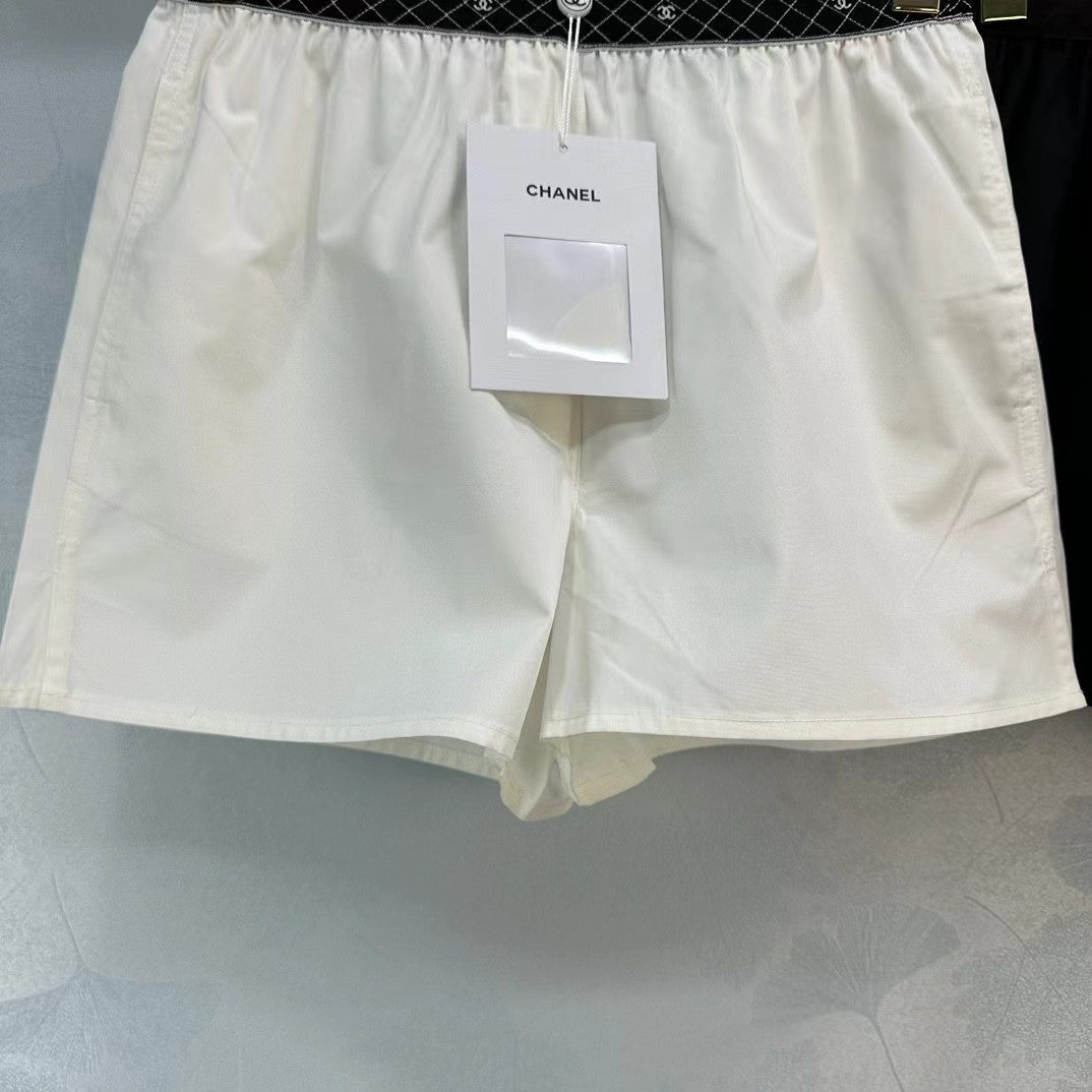 Double C webbing elastic waist shorts