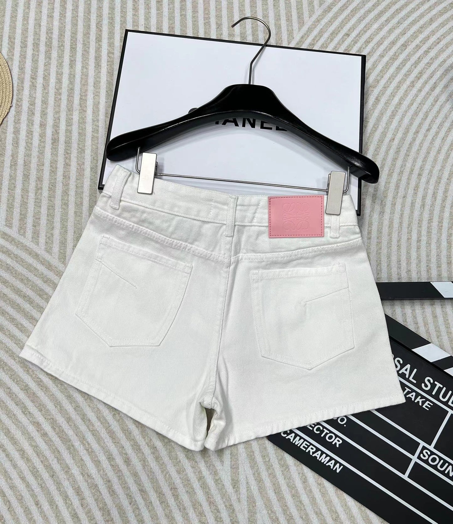 Pink Denim Logo Shorts