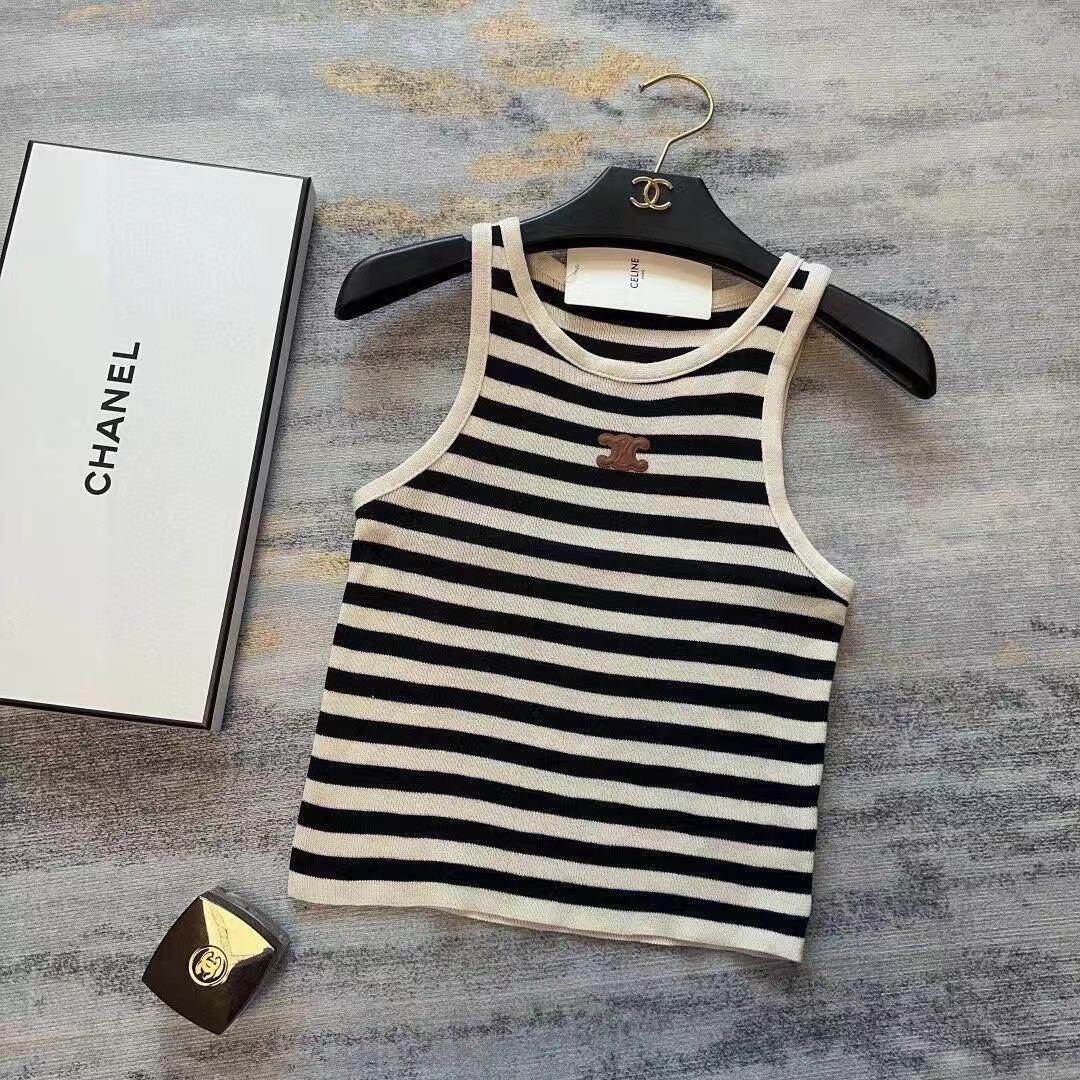 Simple and versatile contrast striped camisole