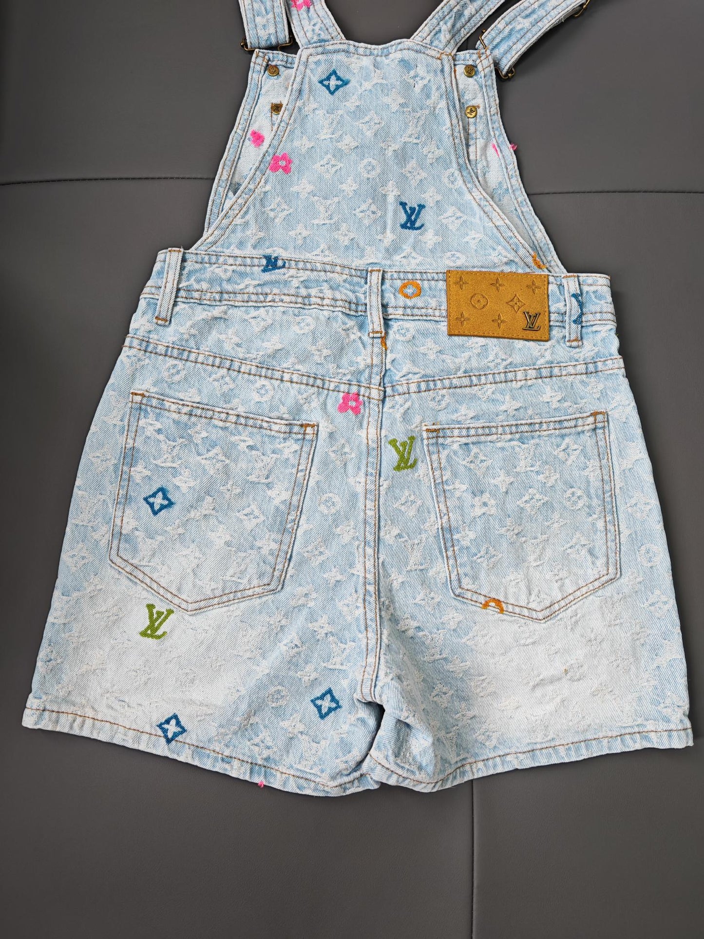 Candy series jacquard logo print overalls skirt