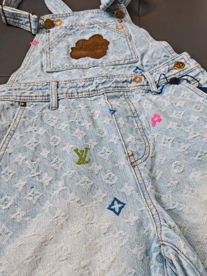 Candy series jacquard logo print overalls skirt