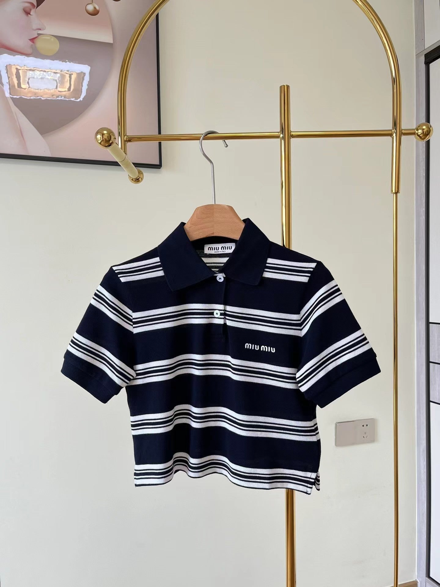 New striped knitted short polo short sleeve