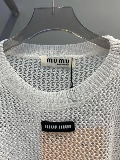 MM new style small letter logo hollow long sleeve