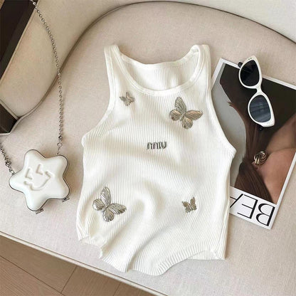 MM new beaded butterfly letter vest