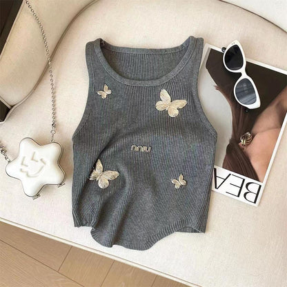 MM new beaded butterfly letter vest