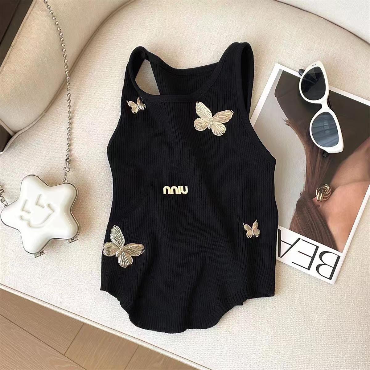 MM new beaded butterfly letter vest