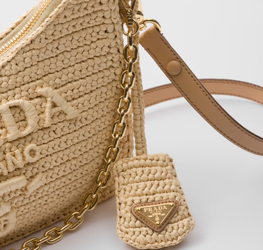 PRDA New Mini Wheat Woven Shoulder Bag（23×17×6.5cm）