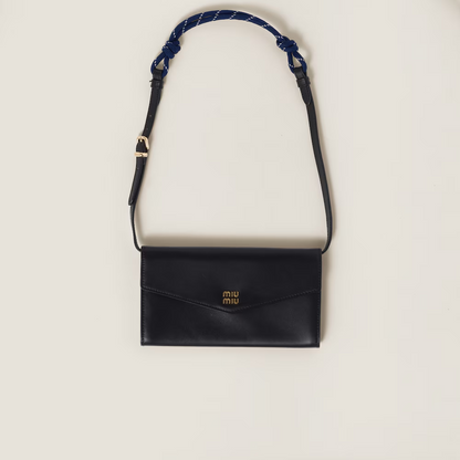 MIUMIULeather wallet with leather and rope shoulder strap（9.5CM*19CM）