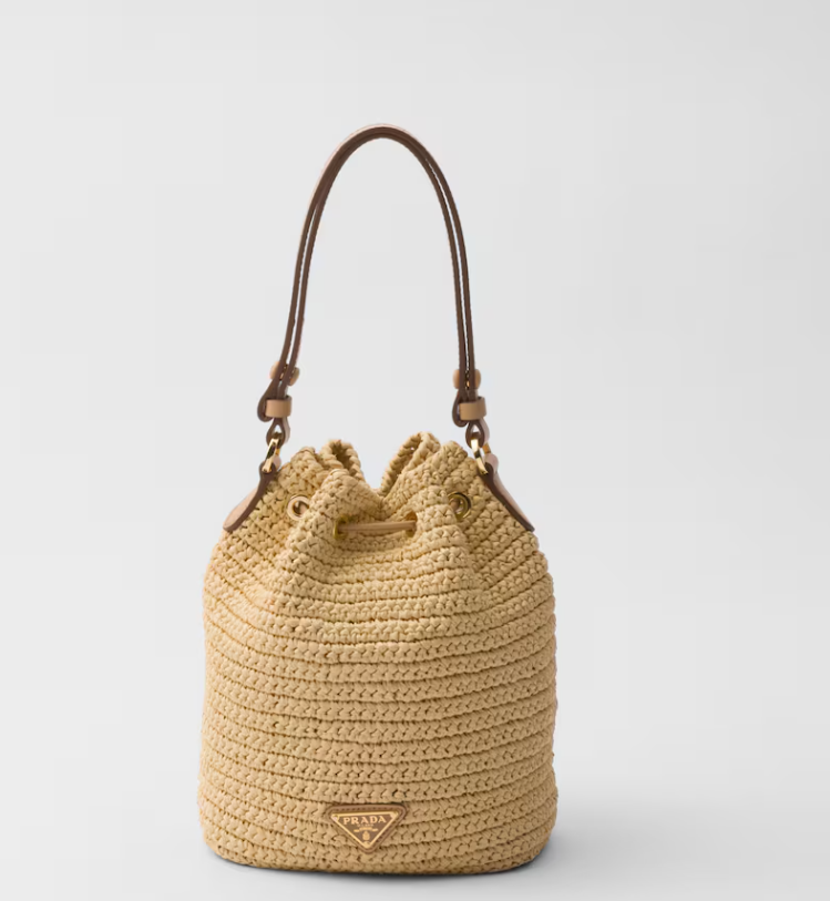 Crocheted leather mini bucket bag(19.5CM*15.5CM*10CM)