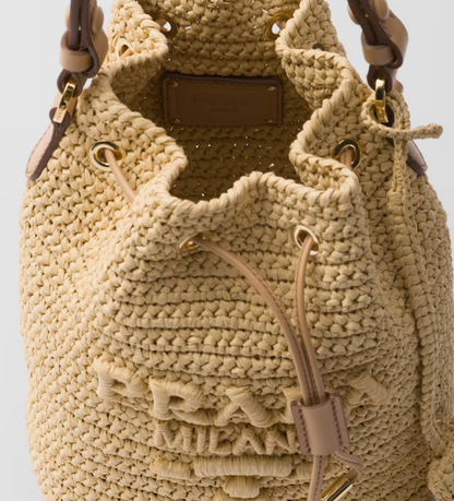 Crocheted leather mini bucket bag(19.5CM*15.5CM*10CM)