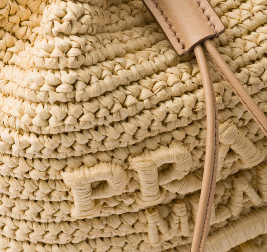 Crocheted leather mini bucket bag(19.5CM*15.5CM*10CM)