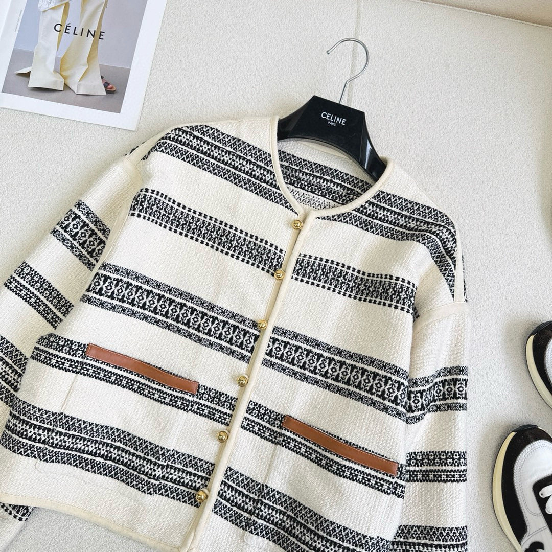 tweed striped mini coat