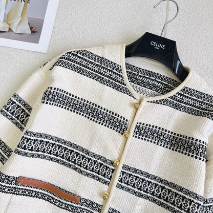 tweed striped mini coat