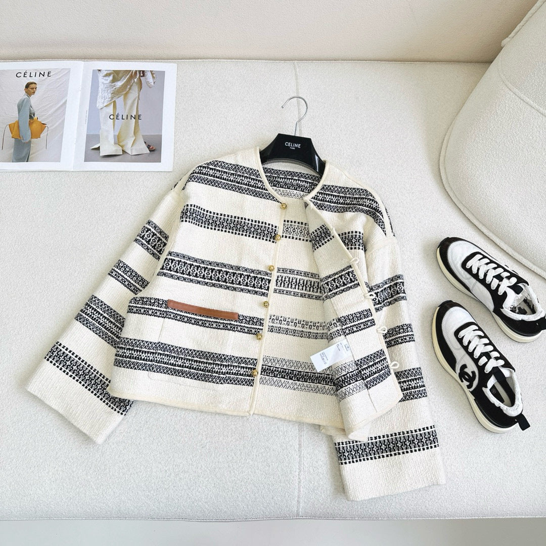 tweed striped mini coat