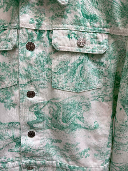 Mint Mambo Color Floral Jouy Animal Denim Jacket