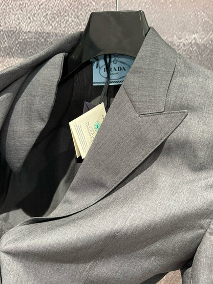 Premium gray worsted wool suit