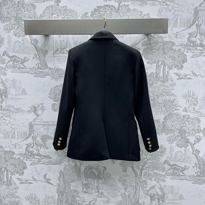 Blazer with logo hardware chain decoration