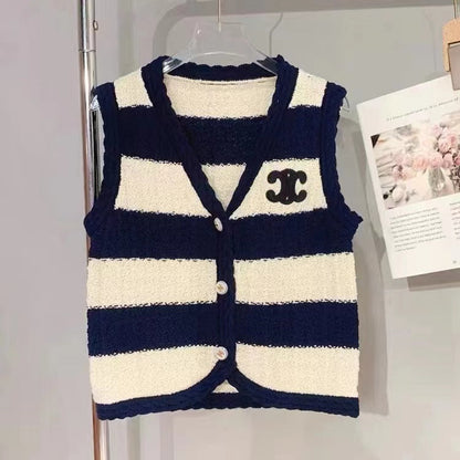 CL new striped knitted logo vest