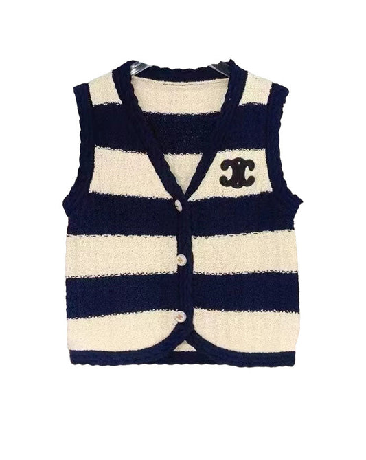 CL new striped knitted logo vest