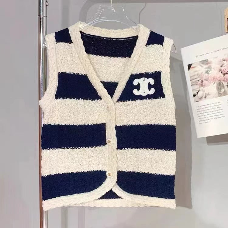 CL new striped knitted logo vest