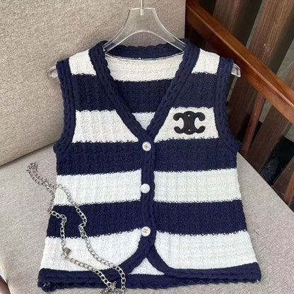 CL new striped knitted logo vest