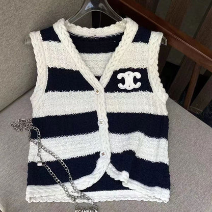 CL new striped knitted logo vest