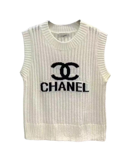 CC autumn new contrast logo knitted vest