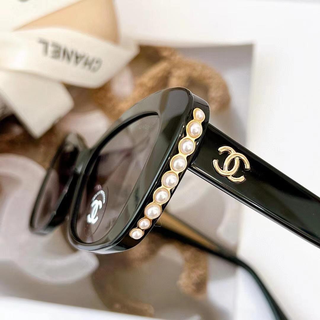 CC new high-end gold gray pearl frame sunglasses